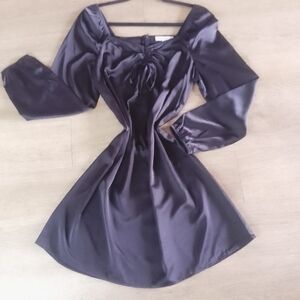 Chic Long Sleeve Satin Dress